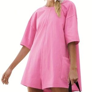 Pink Women's romper with Pockets